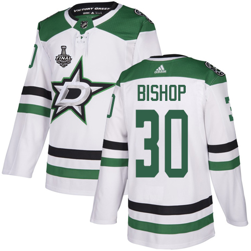 Adidas Men Dallas Stars #30 Ben Bishop White Road Authentic 2020 Stanley Cup Final Stitched NHL Jersey